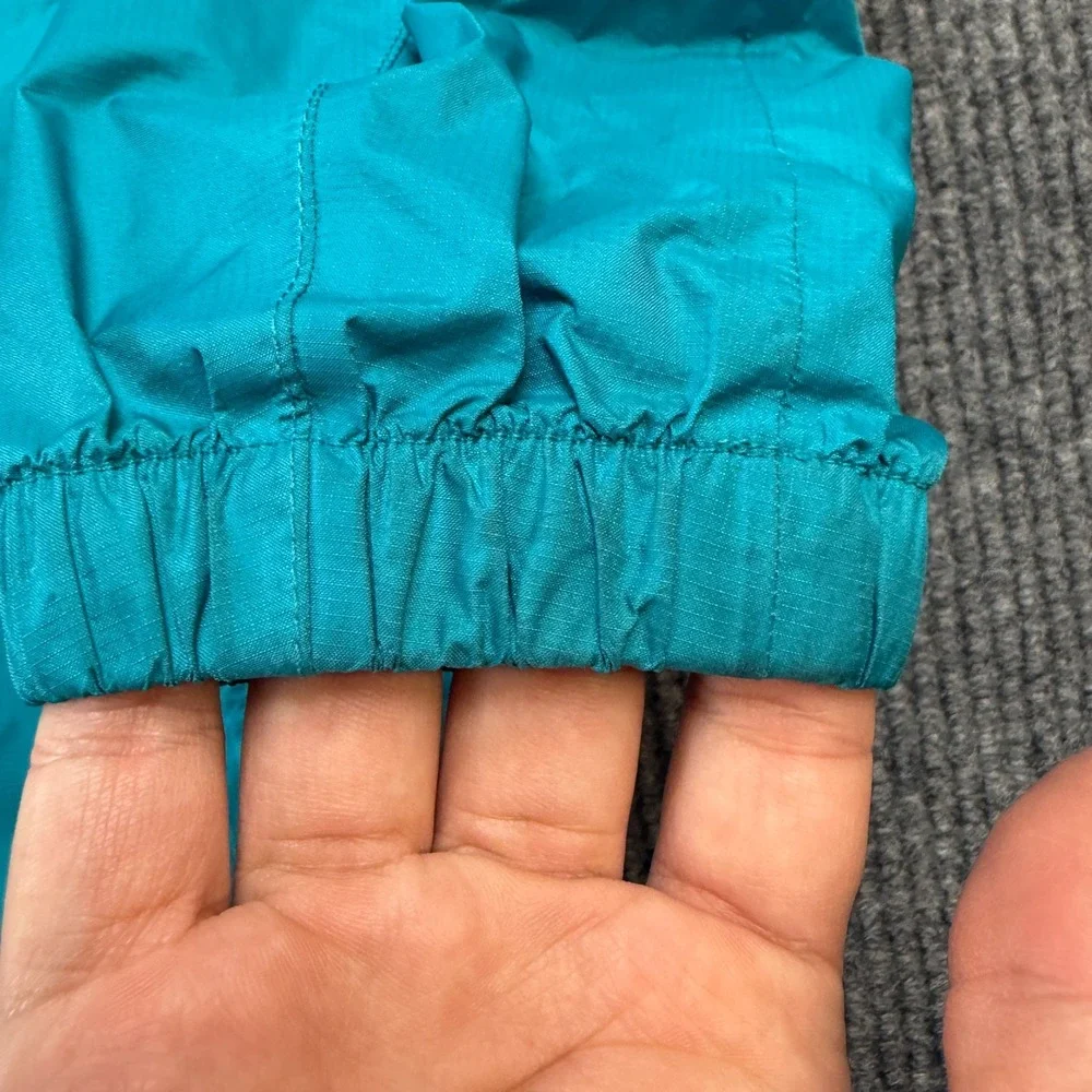 LL Bean Trail Model Jacket Kids Girls XL 18 Teal Blue Colorblock Waterproof Hood
